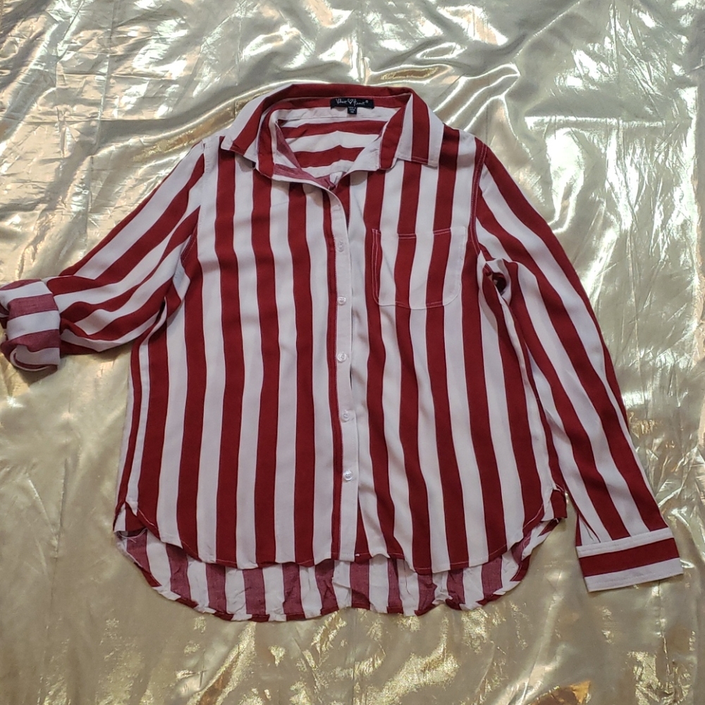 Velvet Heart Red and White Striped Blouse